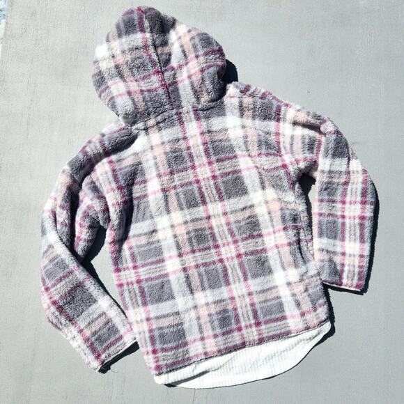 Aqua Women Plaid Cozy Hoodie / Thermal Pants Pajamas Comfort Lounge Set Size XL - Picture 5 of 8